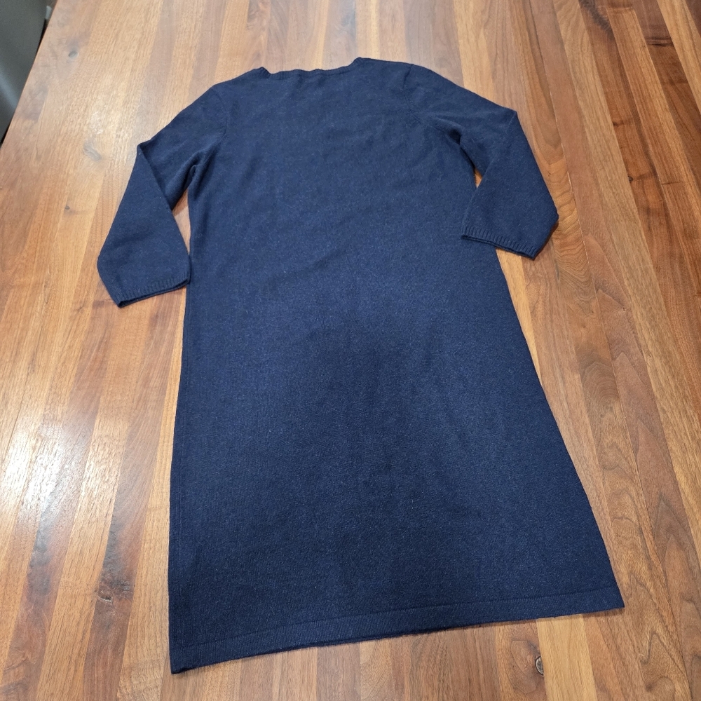 Indulge Cashmere Sweater Dress Navy Blue Long Sleeve Dress Sweater Size Small - Picture 2 of 6